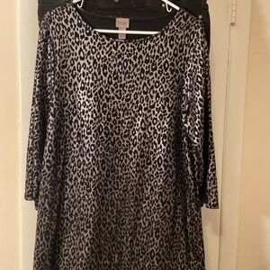 Chico's Leopard Print Tunic in Black and Gray